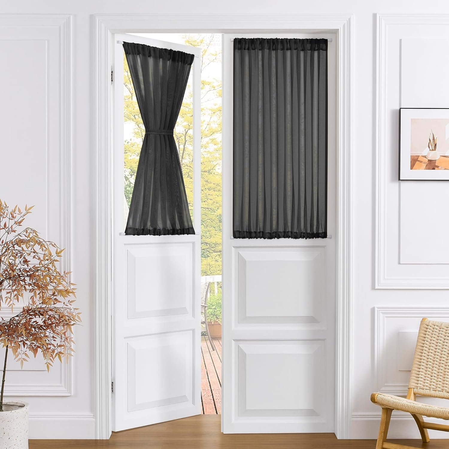 Tollpiz Short Sheer Curtains Closet Linen Textured Curtains Sheer Doorway Light Filtering Voile