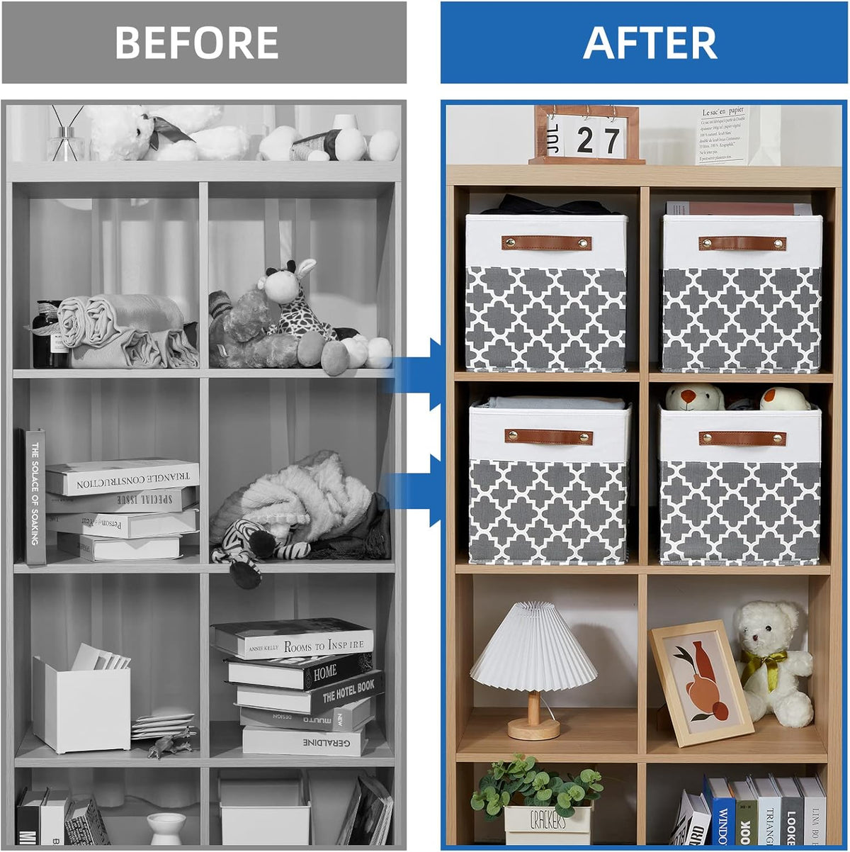 Temary 11x11x11 Cube Storage Bins Cube Organizer Bins 4 Pack Canvas Storage Bin for Home, Cube