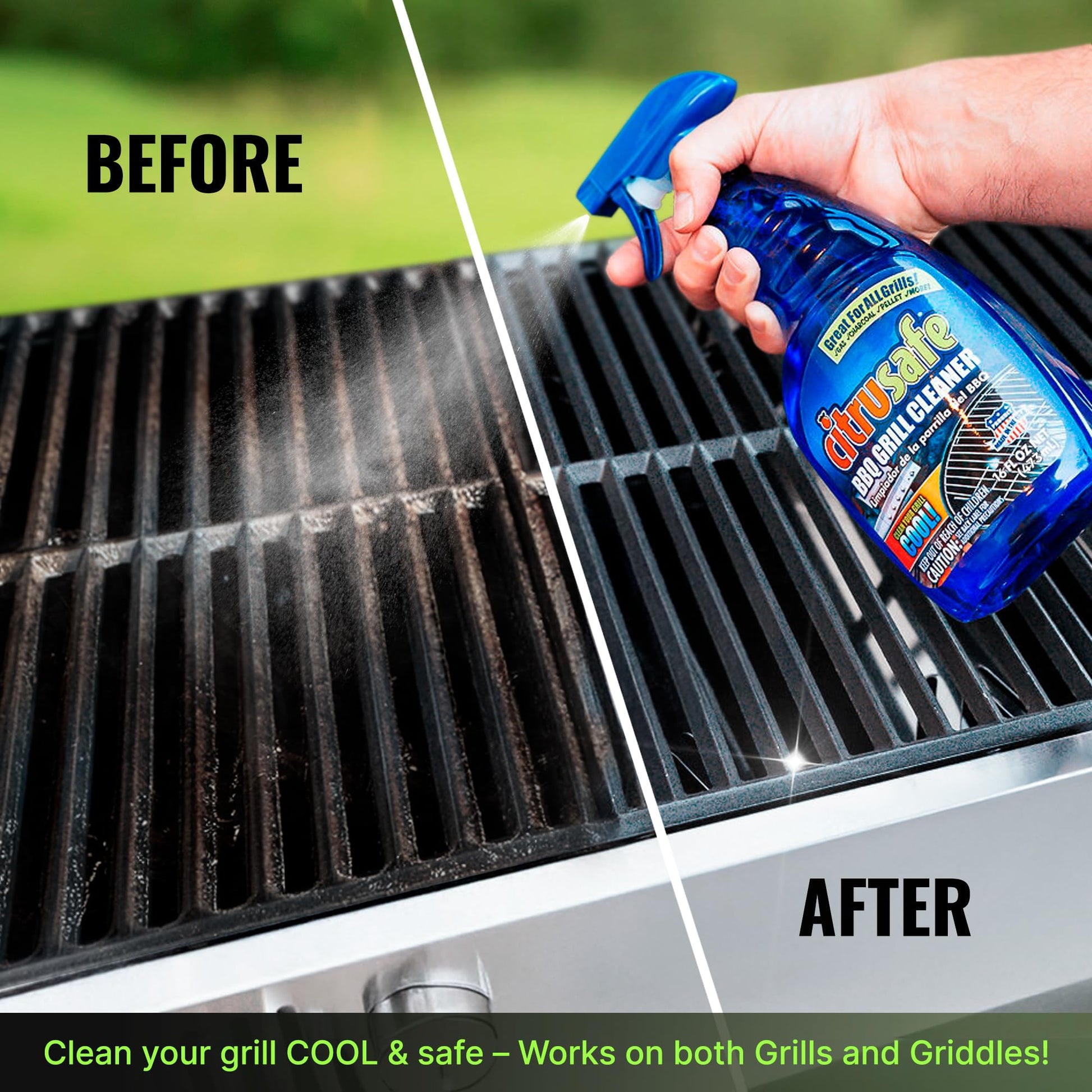Citrusafe BBQ Grill Cleaner Spray for Outdoor Grill 16 OZ – Safe Heavy Duty Cleaner for Burnt Food