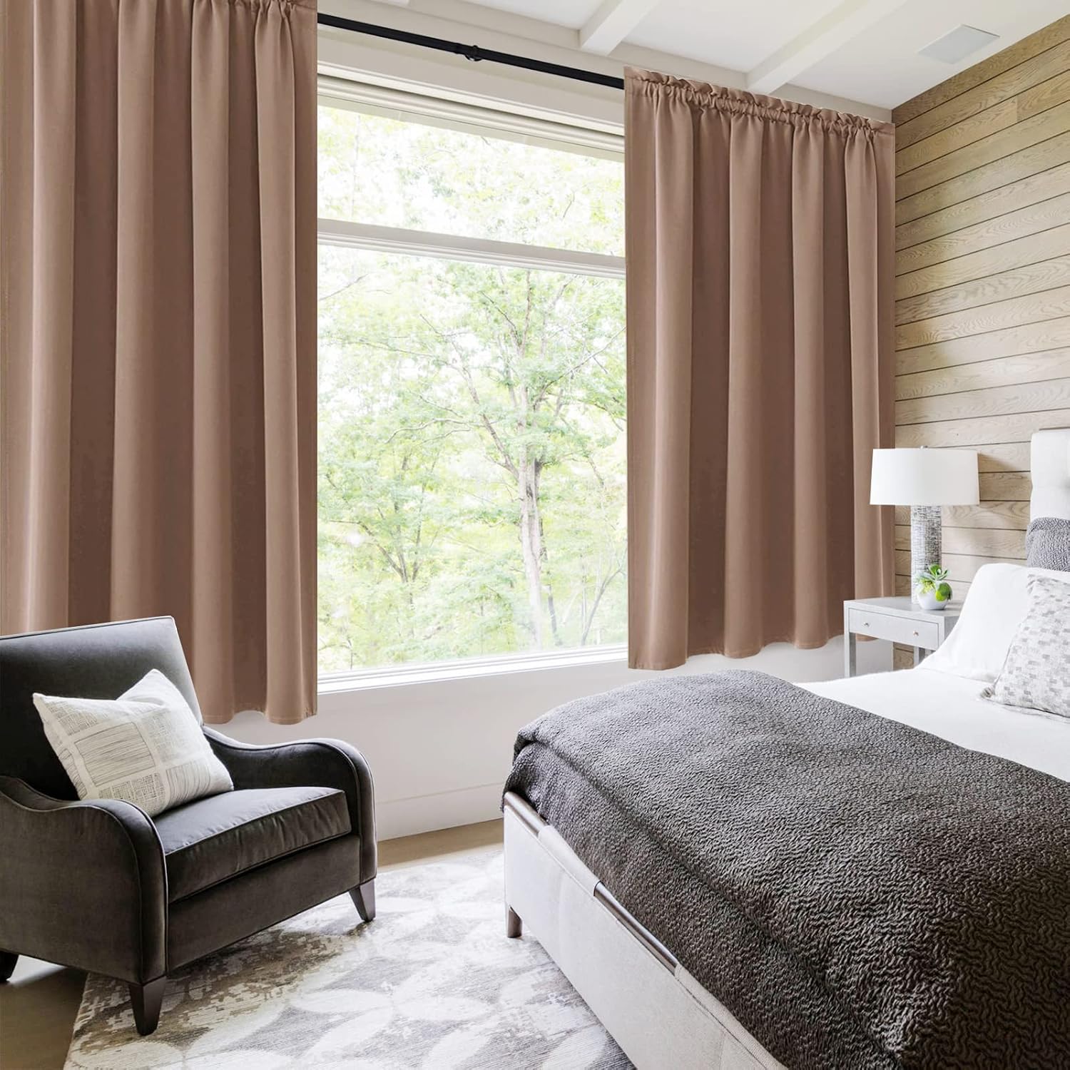DWCN Blackout Curtains Room Darkening Thermal Insulated Bedroom Curtains Window Curtain Panels, 52