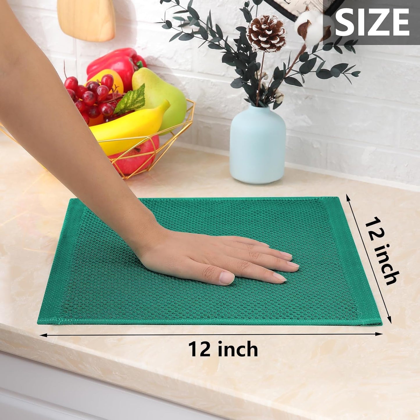 Homaxy 100% Cotton Waffle Weave Kitchen Dish Cloths, Ultra Soft Absorbent Quick Drying Dish Towels