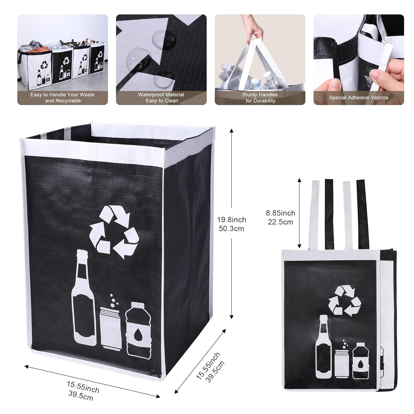 Large Recycle Waste Bag for Kitchen Home- Large Indoor Recycling Bins Trash Sorting Organizer