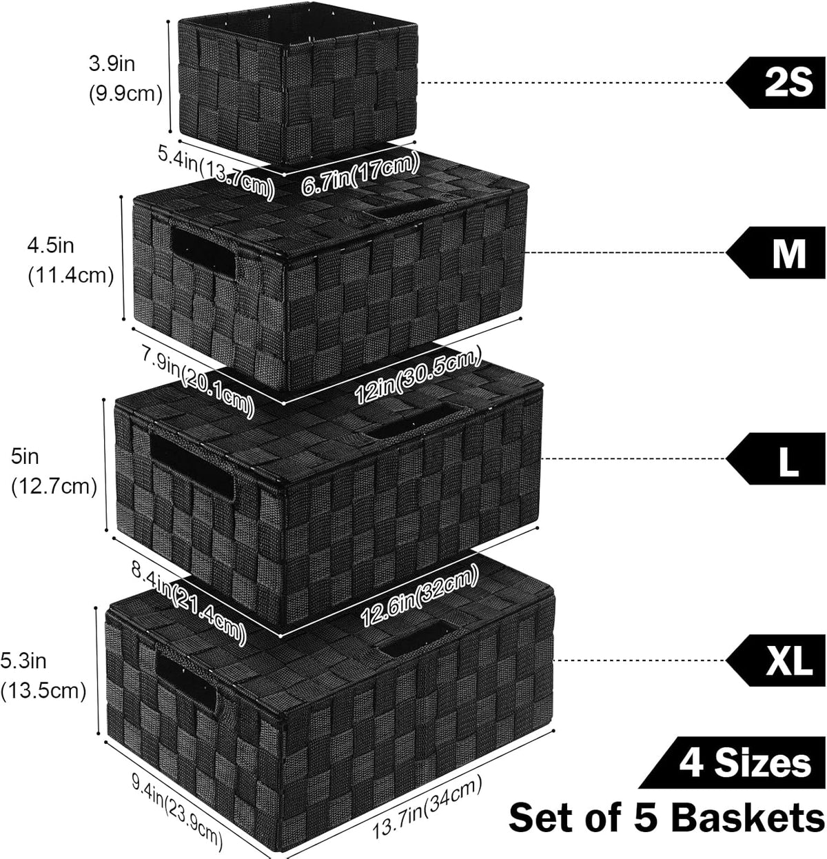 Storage Bins Baskets for Organizing with Lids, Storage Baskets for Shelves Stackable Woven Basket