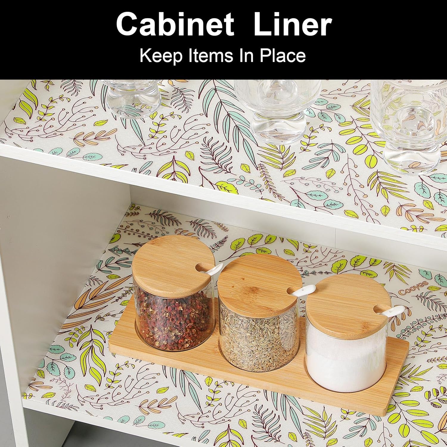 Cooyes Shelf Liners for Kitchen Cabinets, Refrigerator Liners Waterproof & Oil-Proof Kitchen