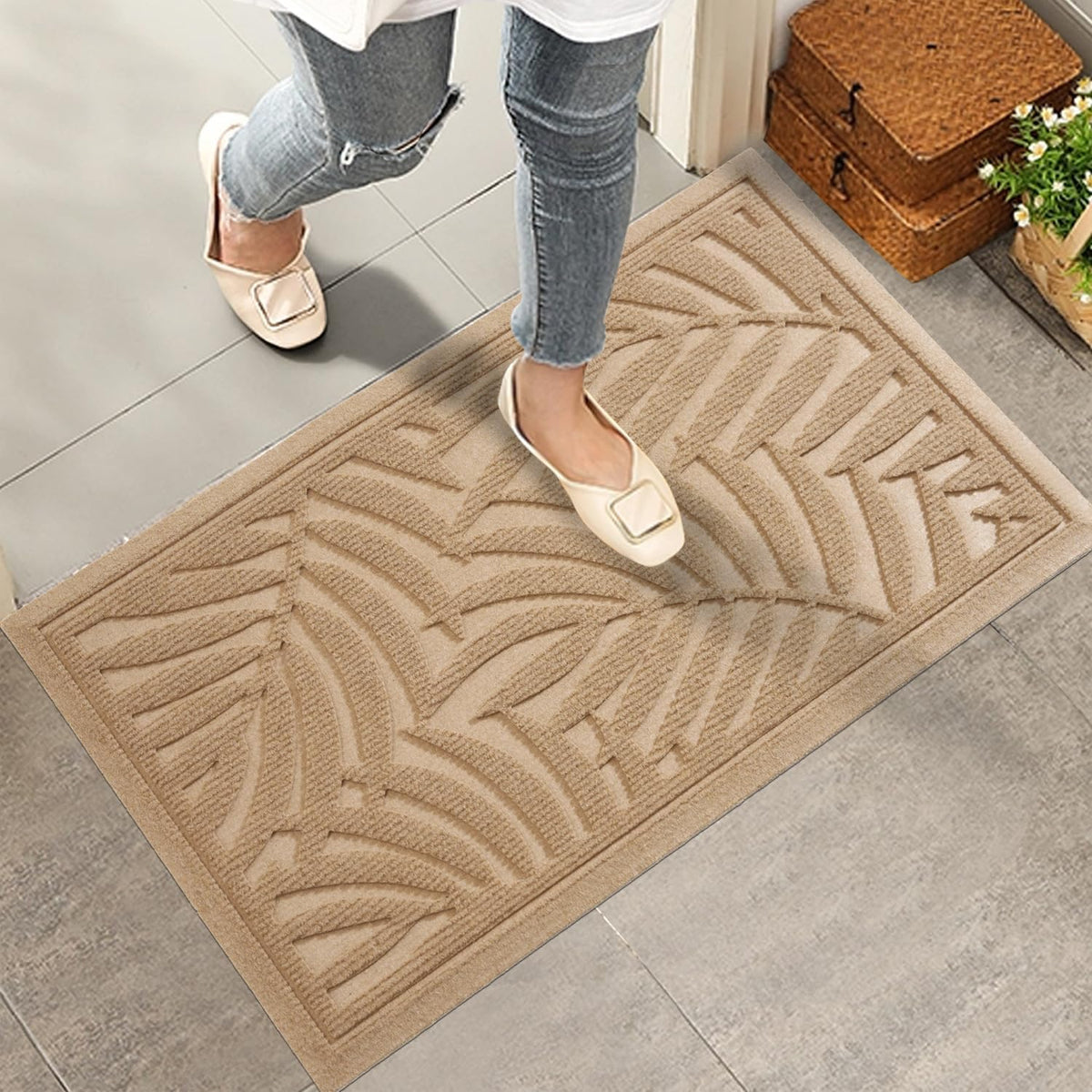 Front Door Mat, Absorbent Resist Dirt Welcome Door Mat Indoor Outdoor, Waterproof Doormat, Sturdy