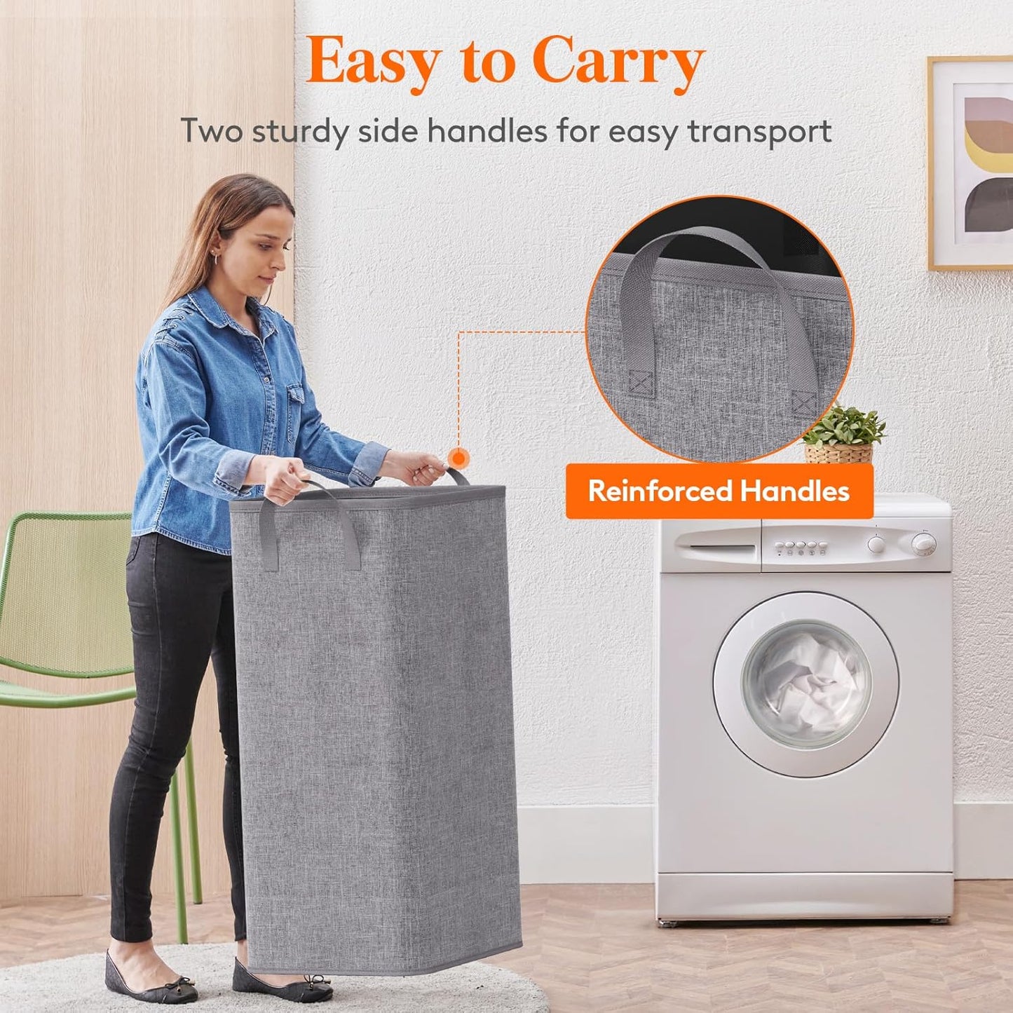 Lifewit 100L Large Tall Laundry Hamper, Collapsible Laundry Basket with Handles, Foldable Clothes