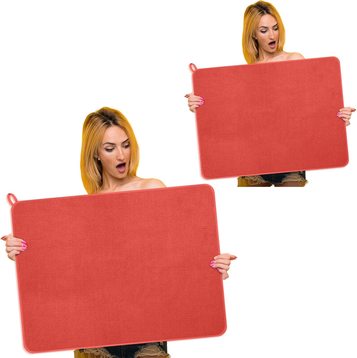 Hushee 2 Pack Extra Large Dish Drying Mat Microfiber Absorbent Dish Drying Pad Large Size Dishes