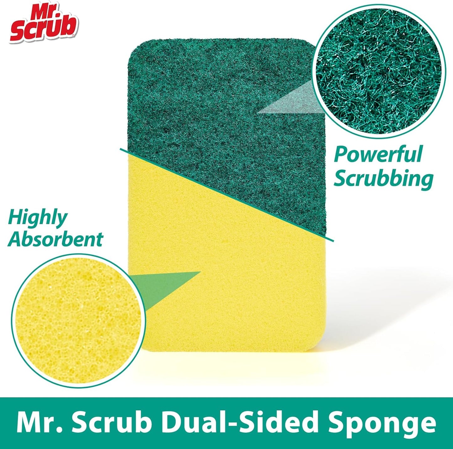 Sponges Kitchen Scrub Dish Sponge Scouring Pad, 12 Pack Cleaning Brush Scrubber Supplies for Soap