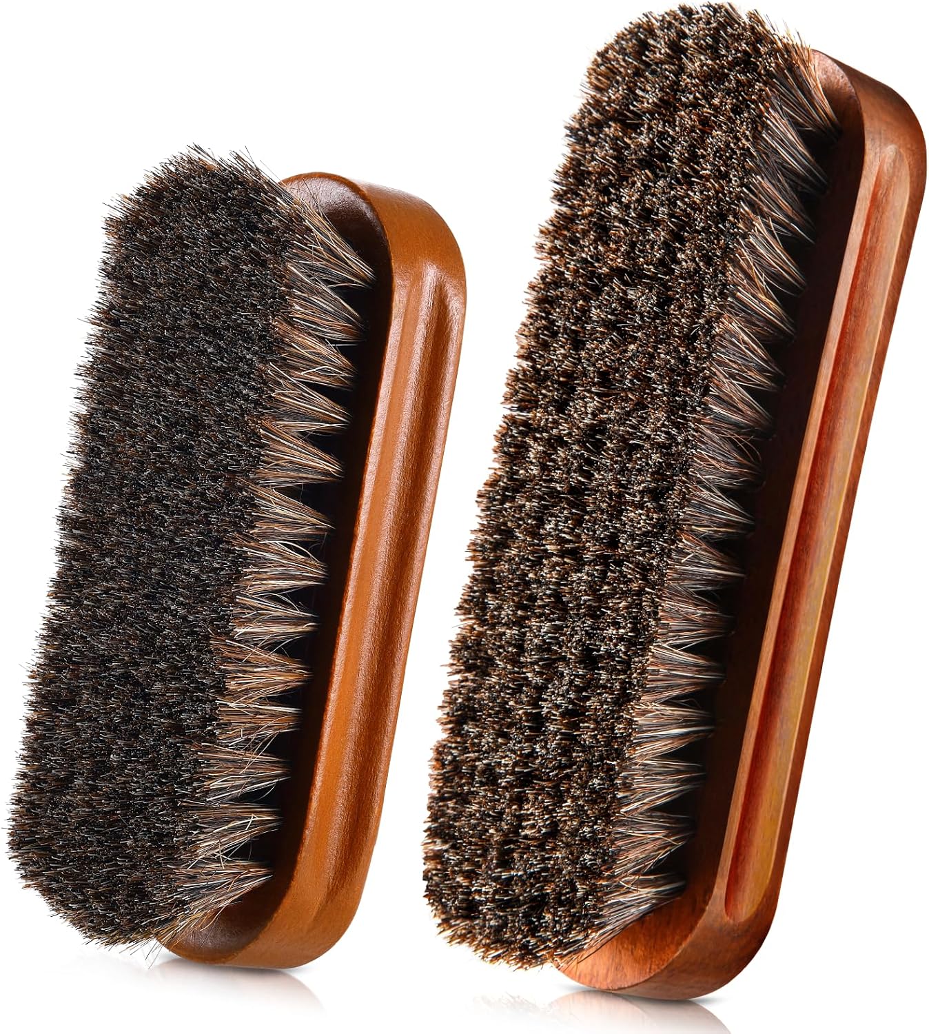 2 Pcs Horsehair Shine Shoes Brush Kit Polish Dauber Applicators Cleaning Leather Shoes Boots Care