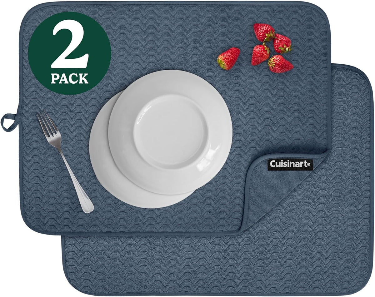Cuisinart Dish Drying Mats for Kitchen Counter - (2) 18" x 24" Ultra Absorbent Dish Drying Mat XL