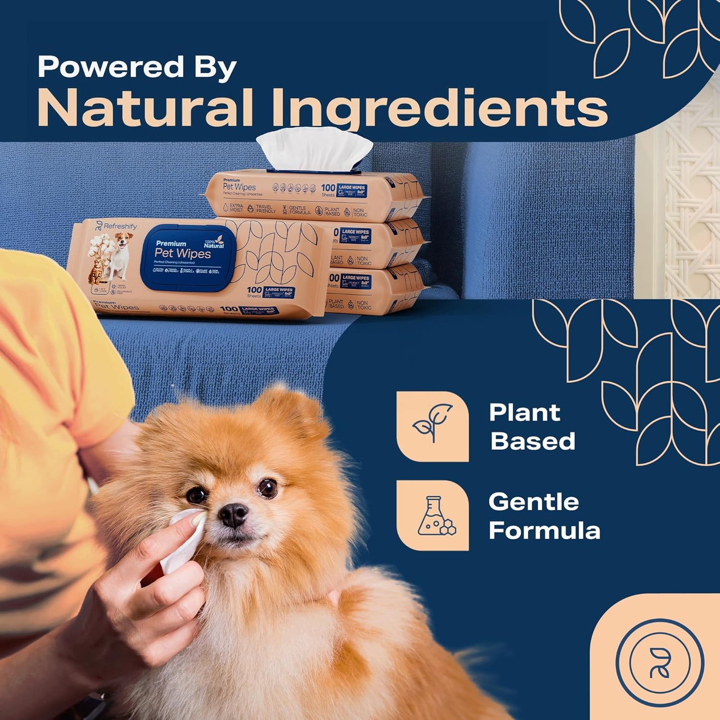 Pet Wipes for Dogs and Cats Plant Based – Unscented (Pack of 400) Dog Wipes for Paws and Butt