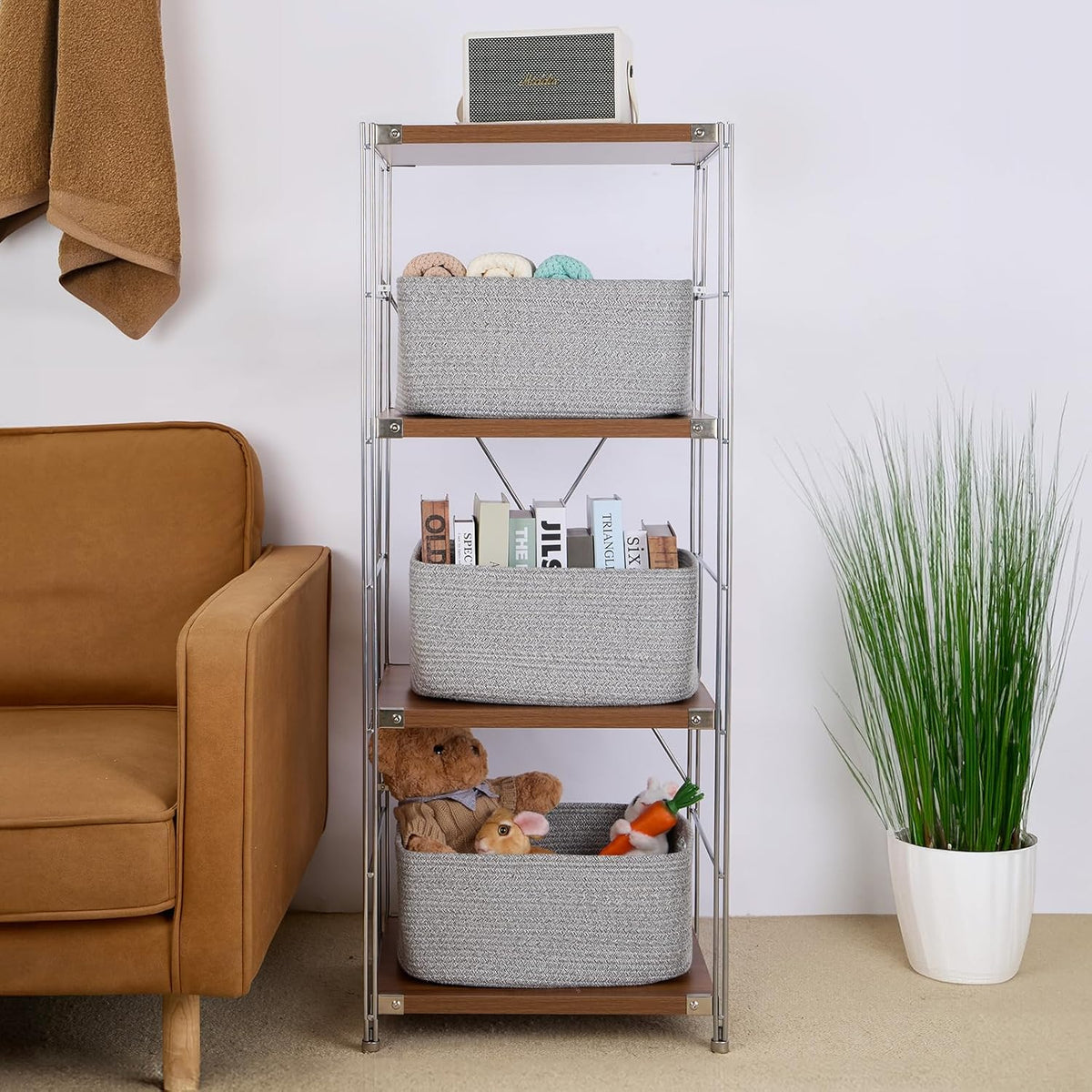 Large Storage Baskets for Organizing, Closet Shelf Baskets for Clothes Blanket Towels, Baby