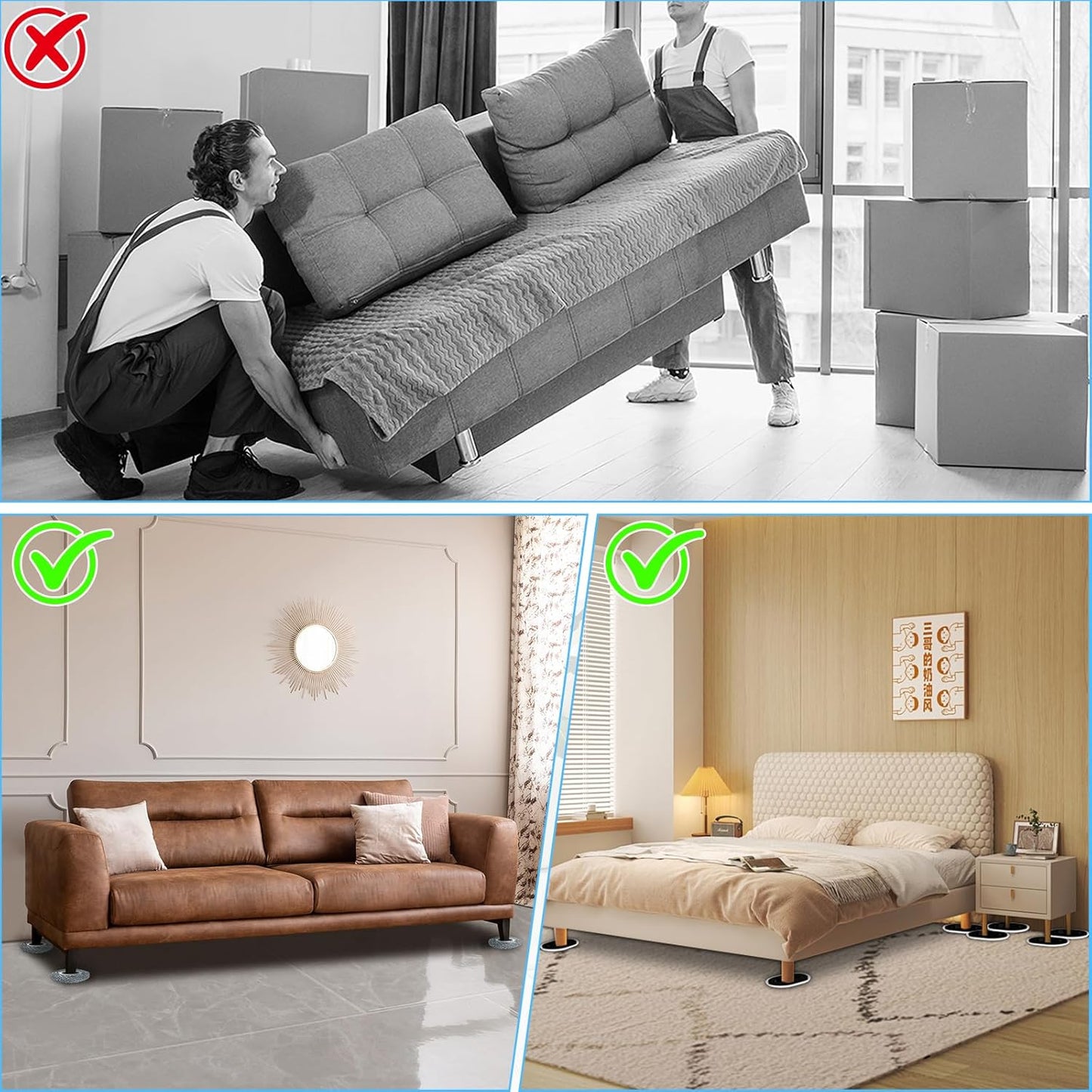 Furniture Sliders for Hardwood Floors: Multi-Surface 3-in-1 Furniture Movers Sliders - Moving Pads