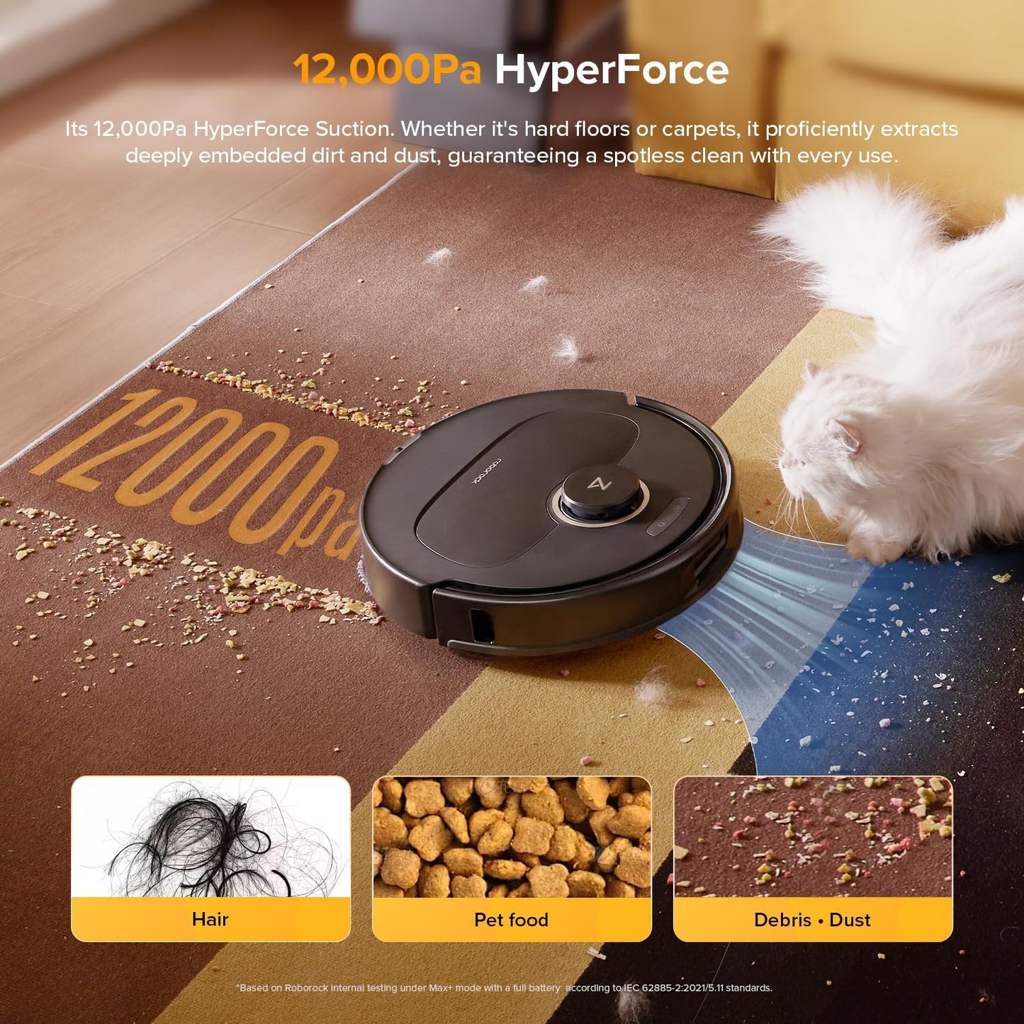 roborock Qrevo S5V Robot Vacuum and Mop, FlexiArm Edge Mopping, 12,000Pa Suction, Dual Zero-Tangle