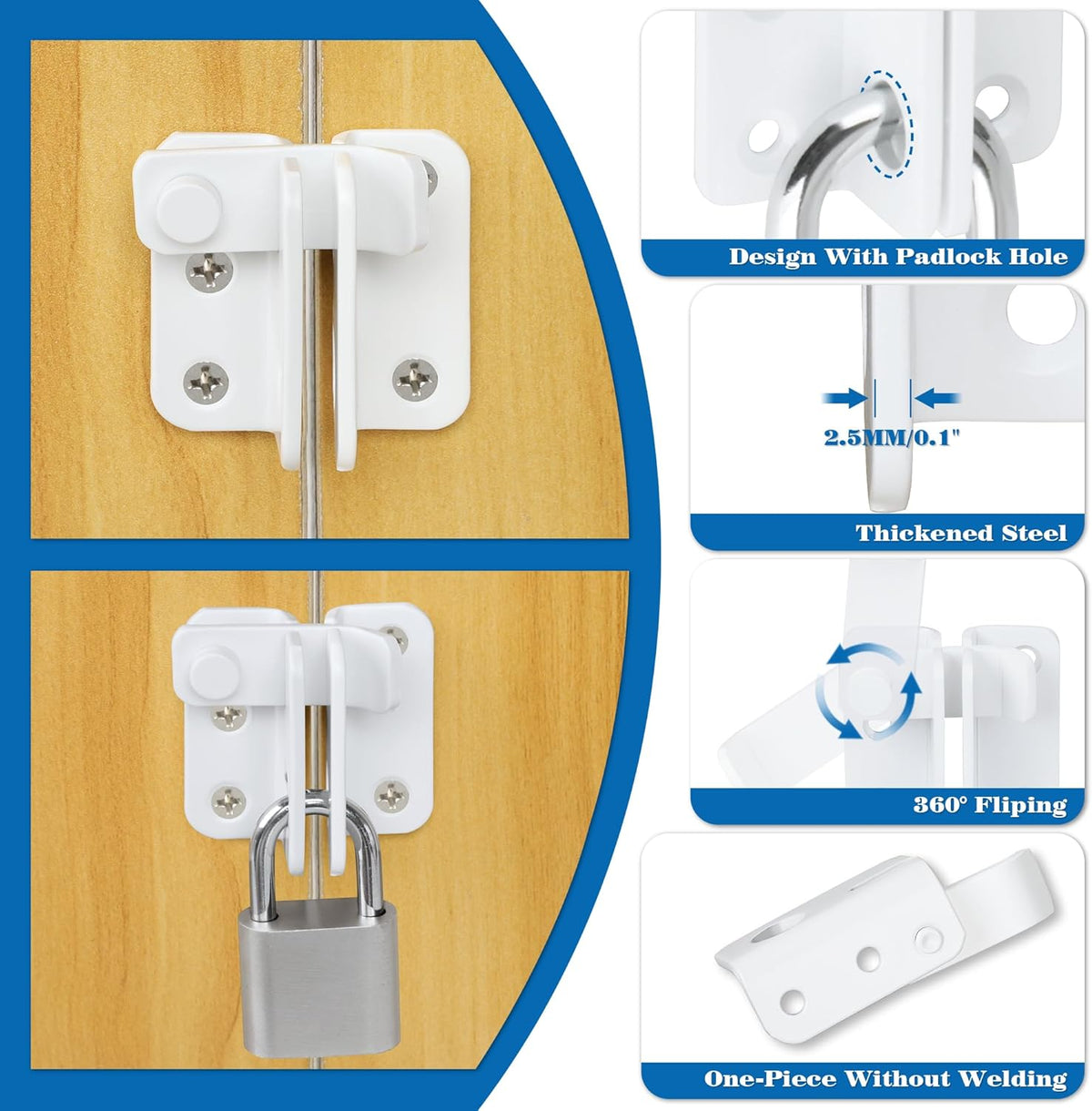 Alise Flip Latch,Gate Latches Slide Bolt Latch Safety Door Lock Catch for Barn Cabinet Pet Cage