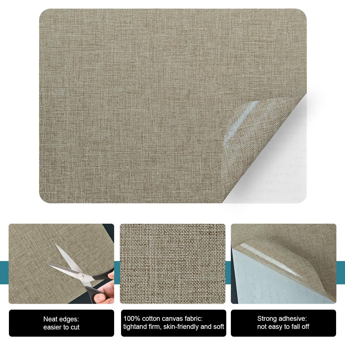 J.CARP 2Pcs Linen Repair Patches, Large Self-Adhesive Fabric Patch for Sofas, Couch, Furniture, Car
