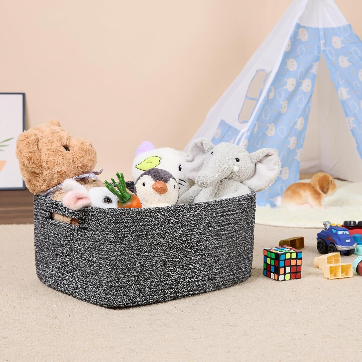 Large Storage Baskets for Shelves, Closet Organizers Bins for Clothes Blanket Towels, Baby Nursery