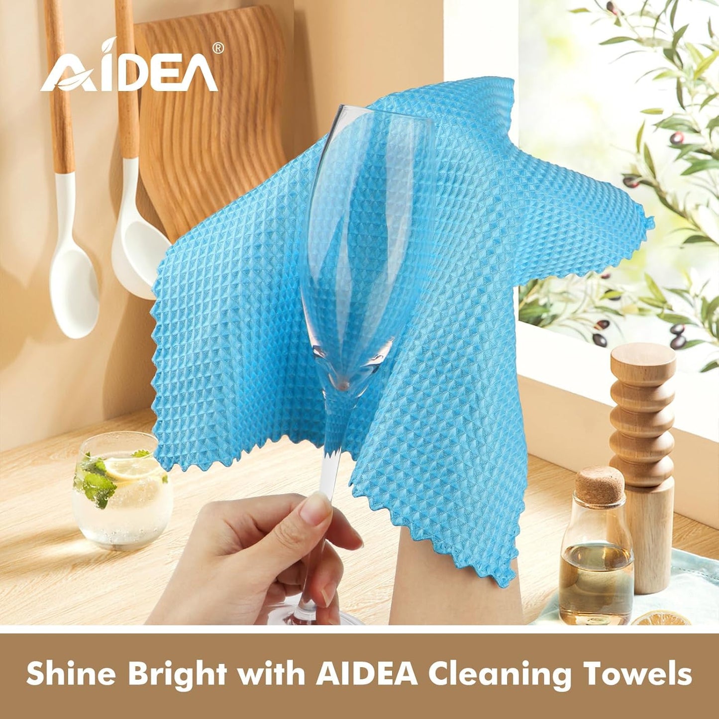 AIDEA Microfiber Glass Cleaning Cloth 12PK, Lint Free Cloth Polishing Cleaning Rags, Stainless