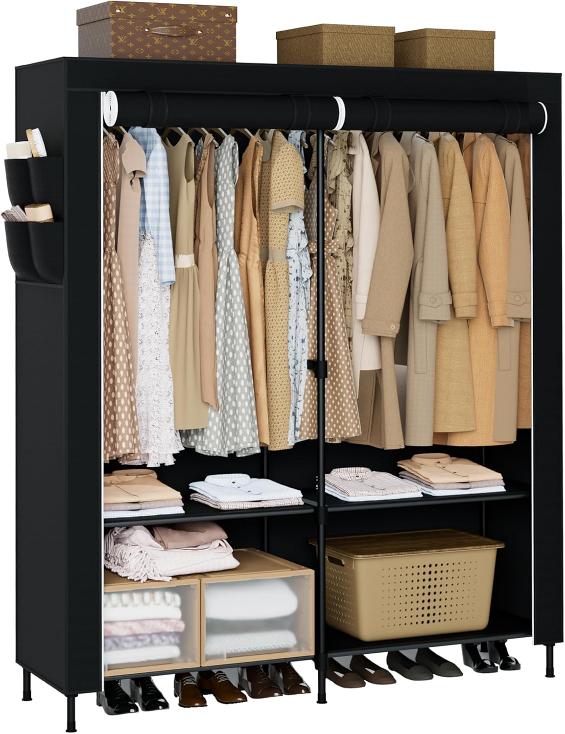 Portable Closet, 54.3 Inch Large Capacity Wardrobe Closet with Cover, Clothes Storage Organizer