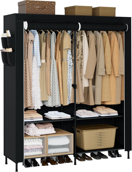 Portable Closet, 54.3 Inch Large Capacity Wardrobe Closet with Cover, Clothes Storage Organizer