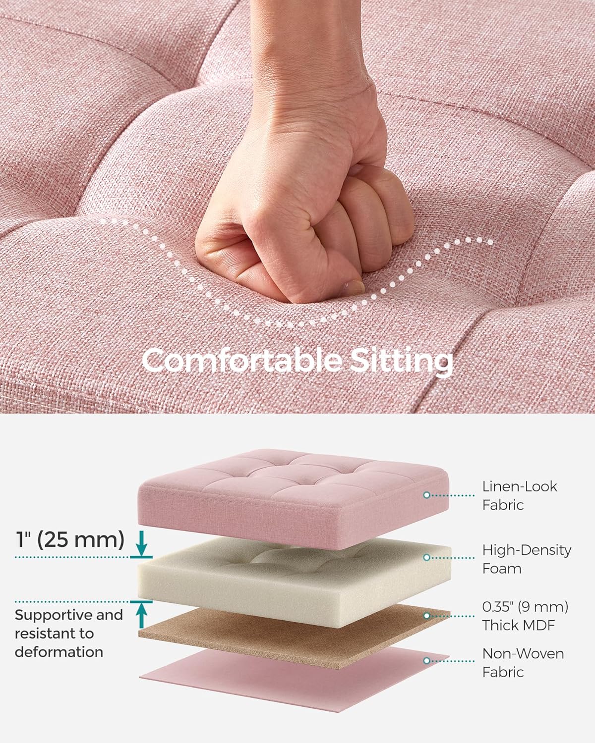 SONGMICS Mazie Collection - 30 Inches Folding Storage Ottoman Bench, Ottoman Foot Rest, End of Bed