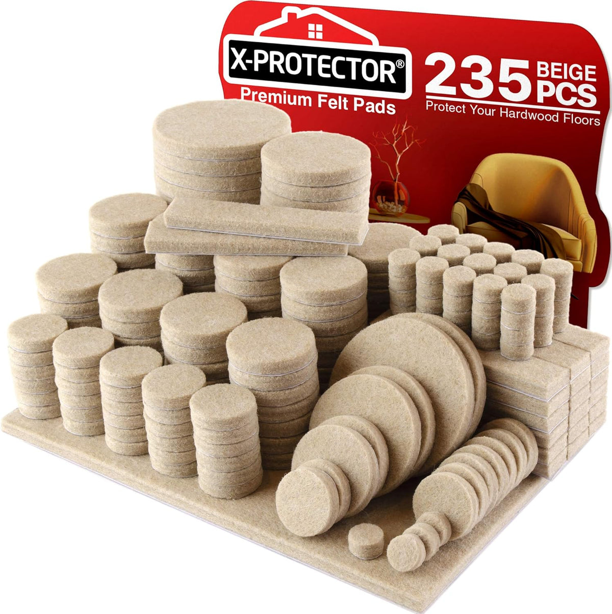 Felt Furniture Pads X-PROTECTOR 235 PCS Premium Furniture Pads - Felt Pads Furniture Feet Best Wood