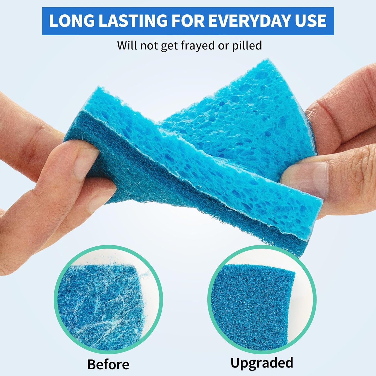 HOMERHYME Non-Scratch Cellulose Scrub Sponges 12 Pack, Sponges Kitchen with Double-Side & Ergonomic