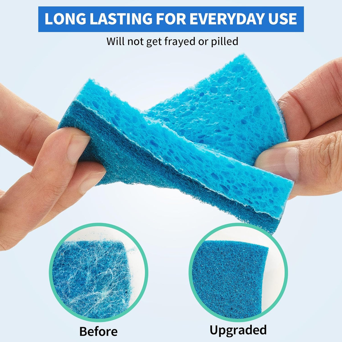 HOMERHYME Non-Scratch Cellulose Scrub Sponges 24 Pack, Kitchen Sponge with Double-Side & Ergonomic