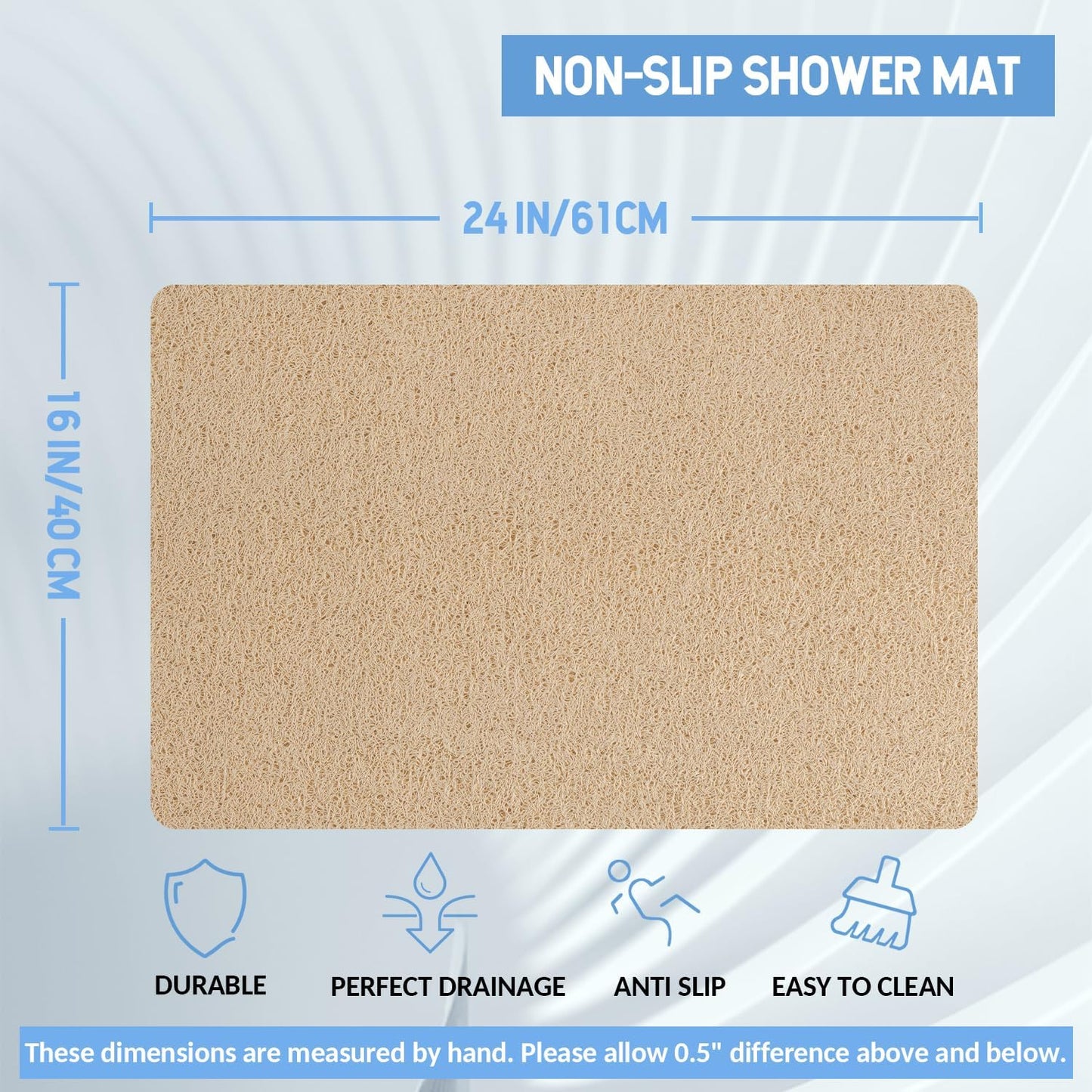 Non-Slip Bathtub Mat, 2 Pack Anti Slip Shower Mat, Fast Drying Bathtub Mats, Foot Scrubber Mat