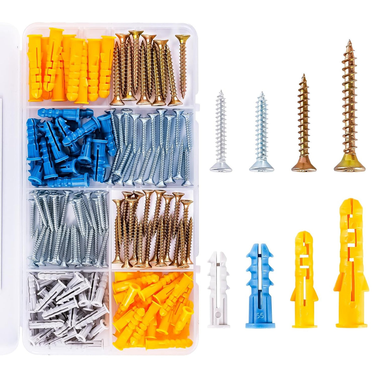KURUI Wall Anchors Kit for Hanging Wall Art Decor, 160Pcs Drywall Anchors Assortment Kit for Frame