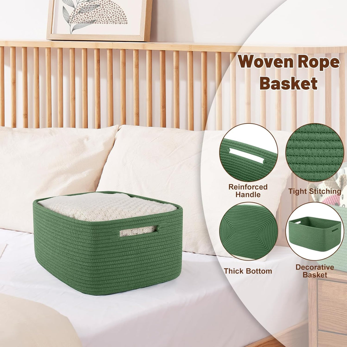 OIAHOMY Storage Basket for Shelves, Closet Cube Storage Bins Baskets for Clothes Blanket Towels