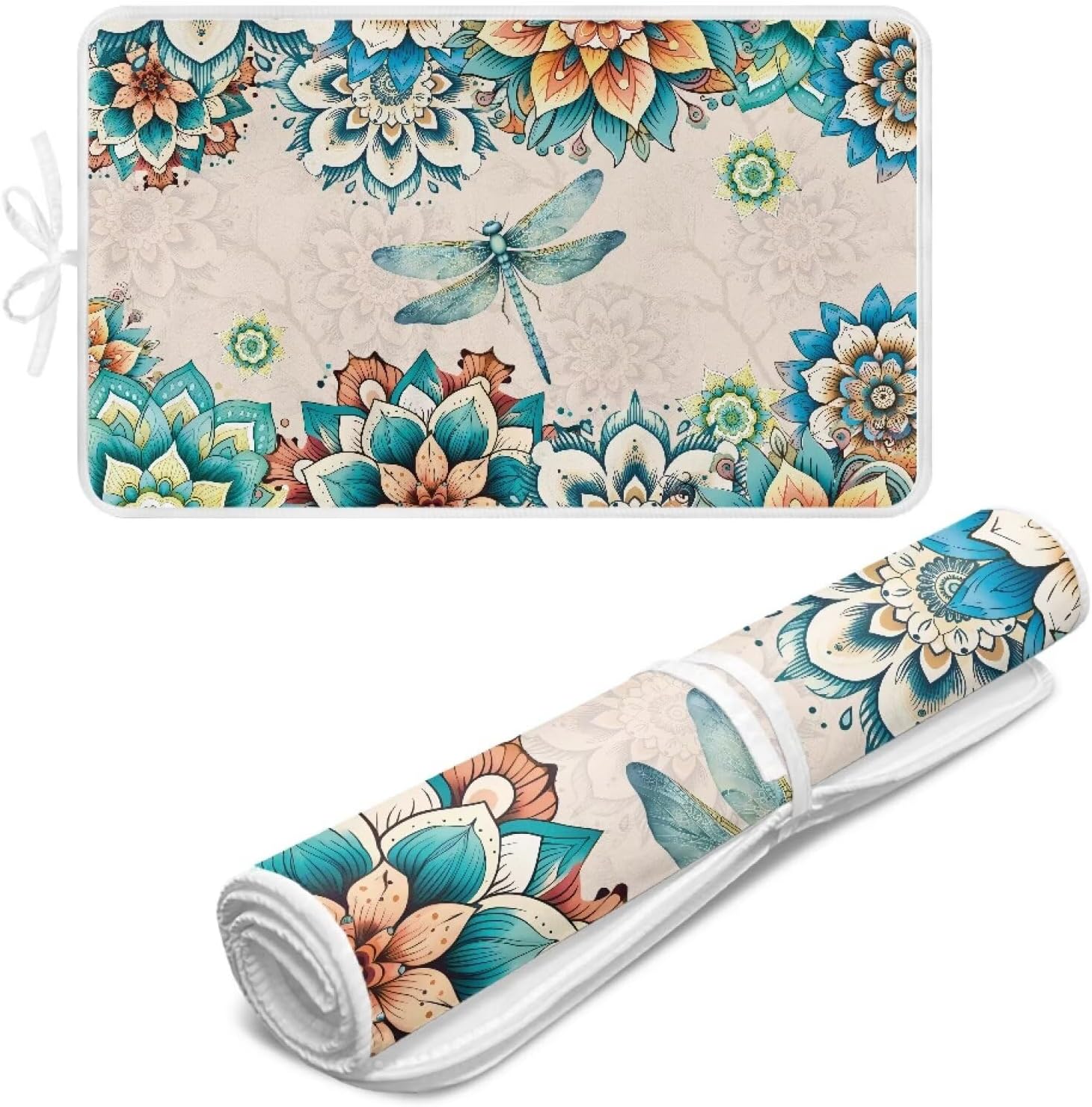Bohemian Folding Ironing Mat Heat and Steam Resistant Dragonfly Ironing Pad 32 x 16 Inch Foldable