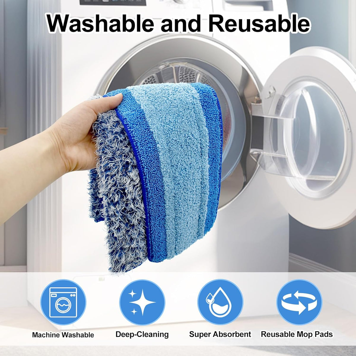 4 Pack Microfiber Cleaning Pad for Bona Mop Safe for Hardwood & Hard Surface Floors Dry Wet Floor