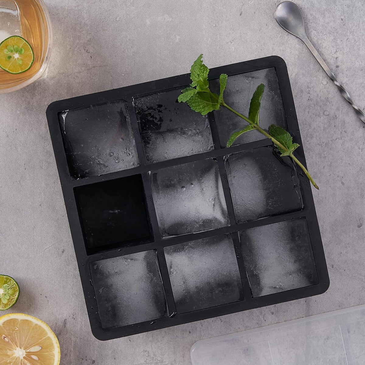 WonderWorld Ice Cube Tray, 9 Portions Gaint Silicone Freezer Tray with lids, 2 Inch Big Ice Maker