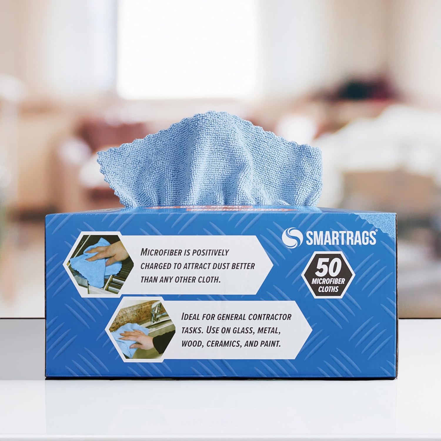 Arkwright Smart Rags in Box - (Pack of 50) Lint Free Microfiber Cleaning Cloth, Scratch &