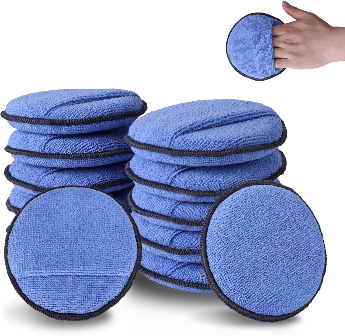 WORKPRO 12-Pack Car Wax Applicator Pads with Finger Pocket, Microfiber Soft Foam Polishing Pads for