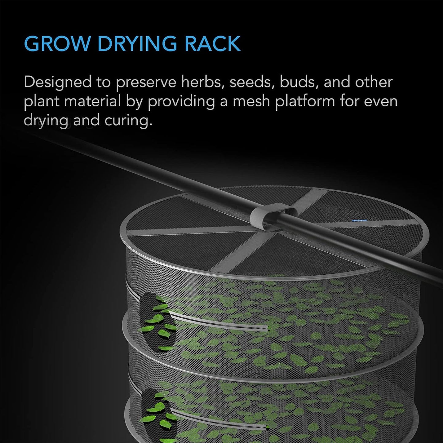 AC Infinity Herb Drying Rack, 4-Layer Hanging Mesh Net for Plants, Seeds, and Buds, 24" Diameter