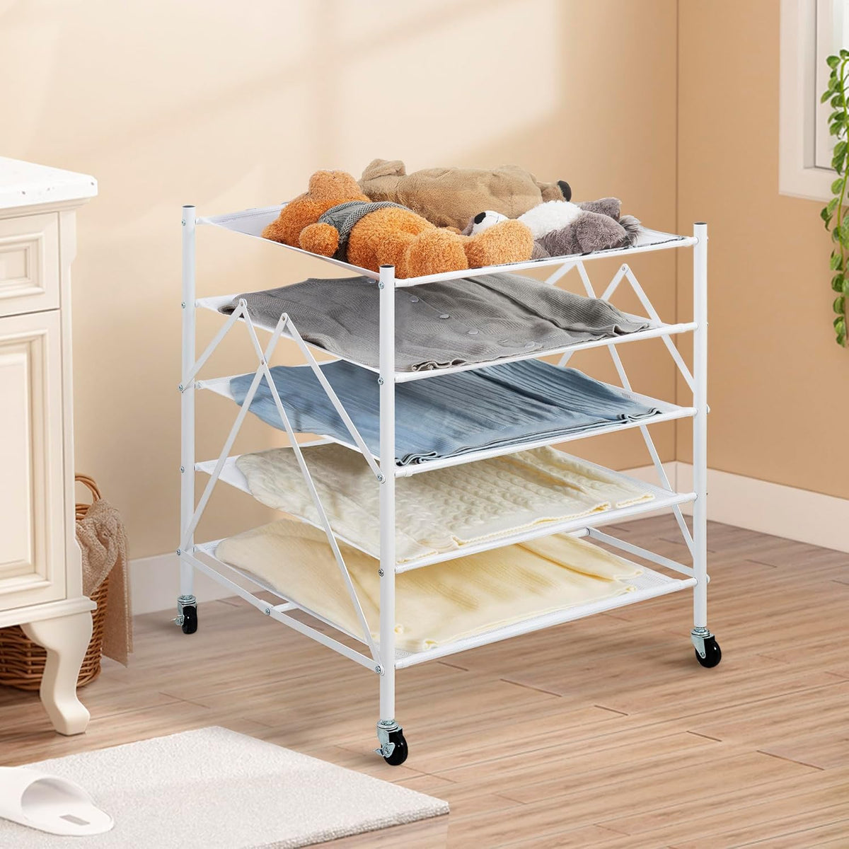 STORAGE MANIAC Sweater Drying Rack, Mesh Clothes Drying Rack, Stackable Laundry Drying Rack, Lay