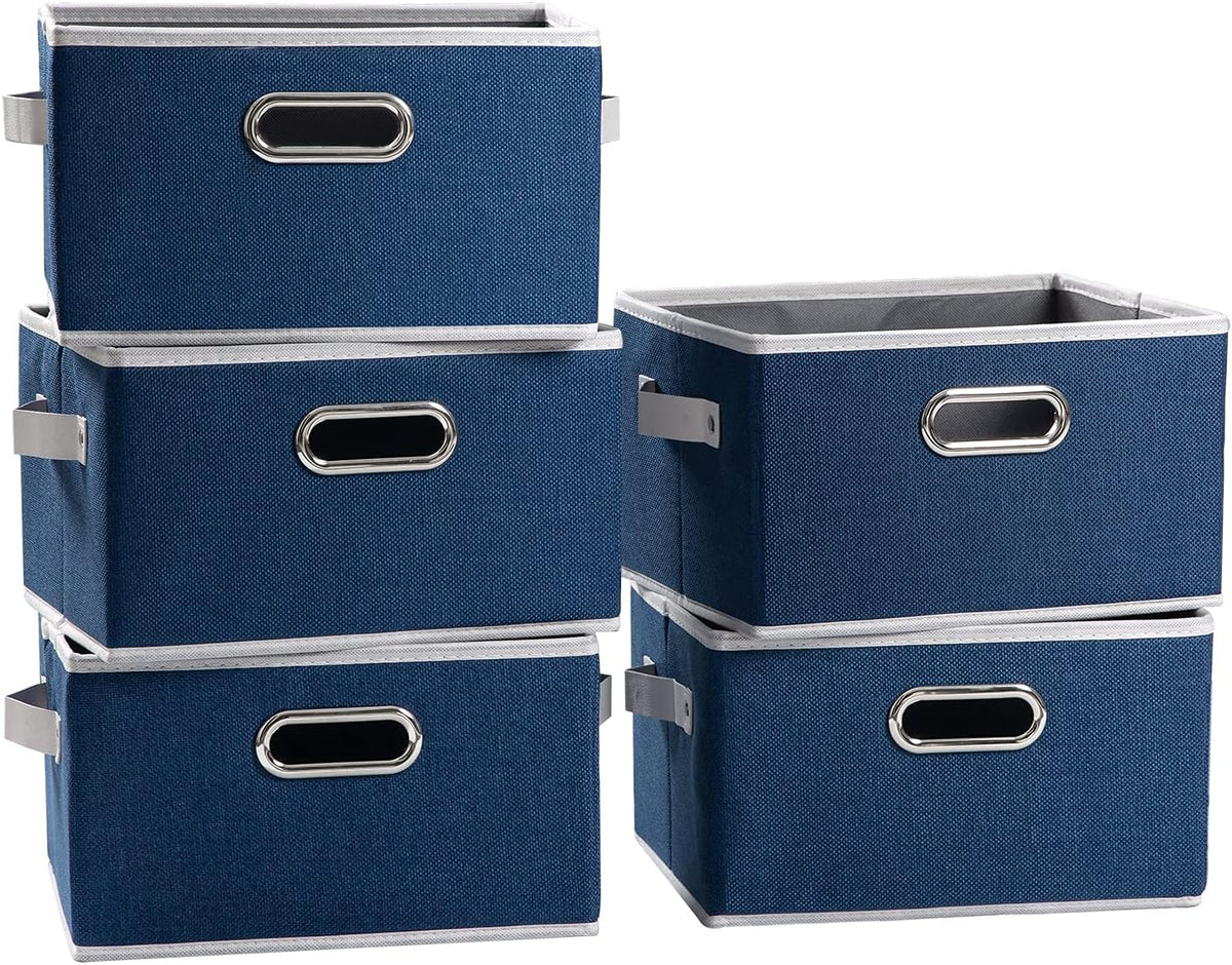 PRANDOM Large Collapsible Storage Baskets for Closet [5-pack] Decorative Fabric Storage Bins Cubes