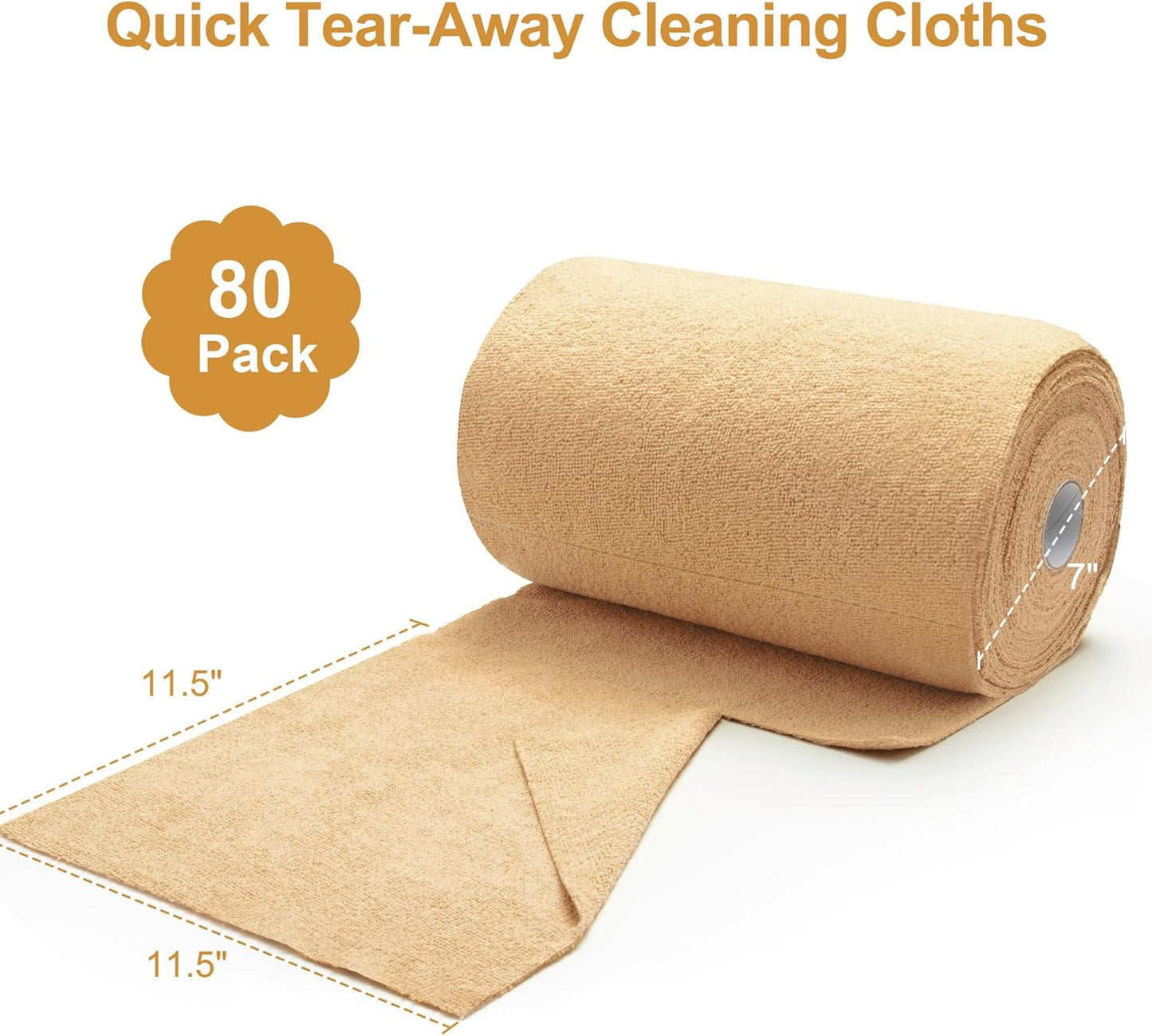 Greenfound Microfiber Cleaning Cloth Roll -80 Pack, 11.5x11.5, Tear Away Towels, Reusable and