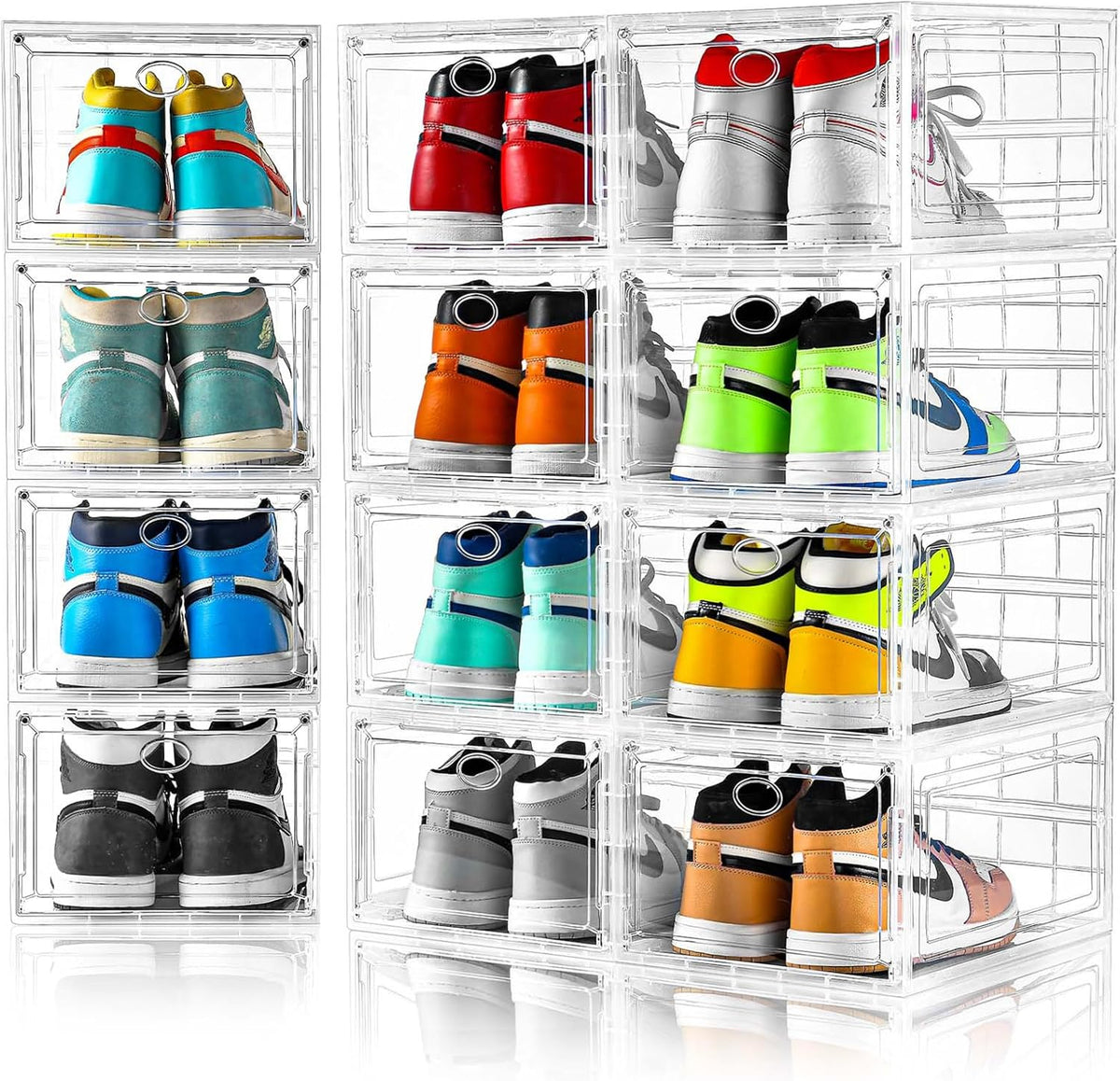 12 Pack Clear Shoe Boxes Stackable,Shoe Storage Boxes for Closet,Sturdy Shoe Box Storage Containers