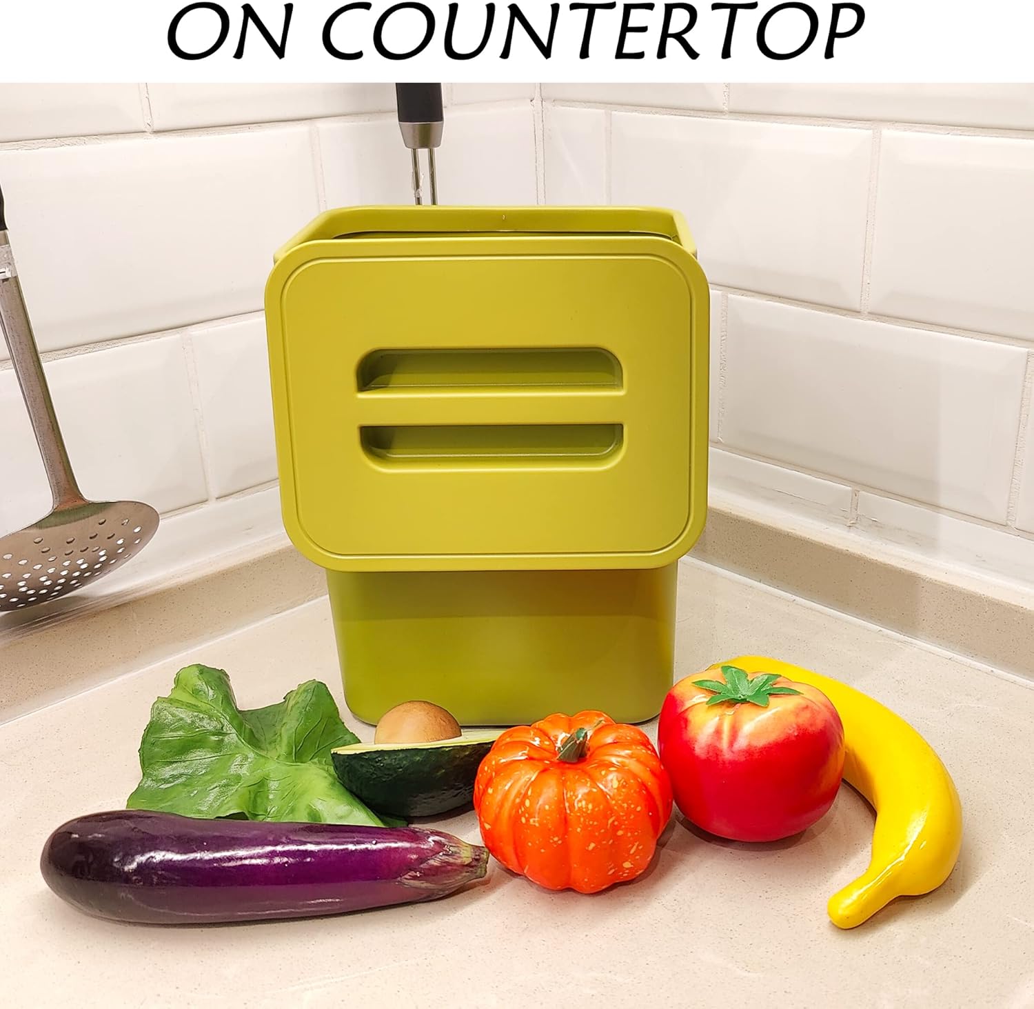 stonespace Small Kitchen Trash Can with Lid, Compost Bin Indoor Kitchen Sealed, Under Sink Trash