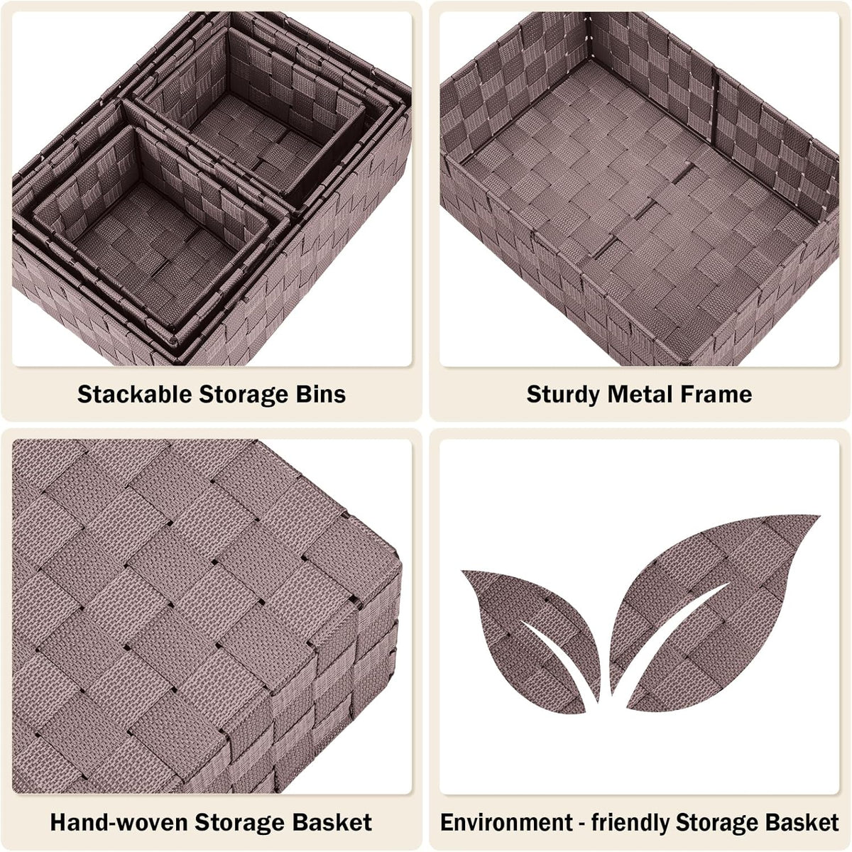 Woven Storage Baskets, Storage Bins, Cube Basket Container Baskets Storage Boxes Organizers for