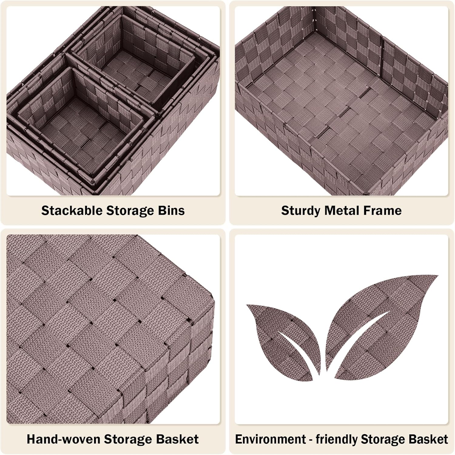 Woven Storage Baskets, Storage Bins, Cube Basket Container Baskets Storage Boxes Organizers for