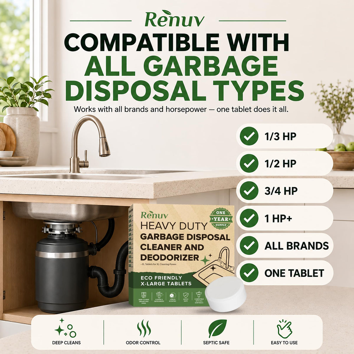 Renuv® Garbage Disposal Cleaner & Deodorizer Tablets, 12 XL Tablets – view 7