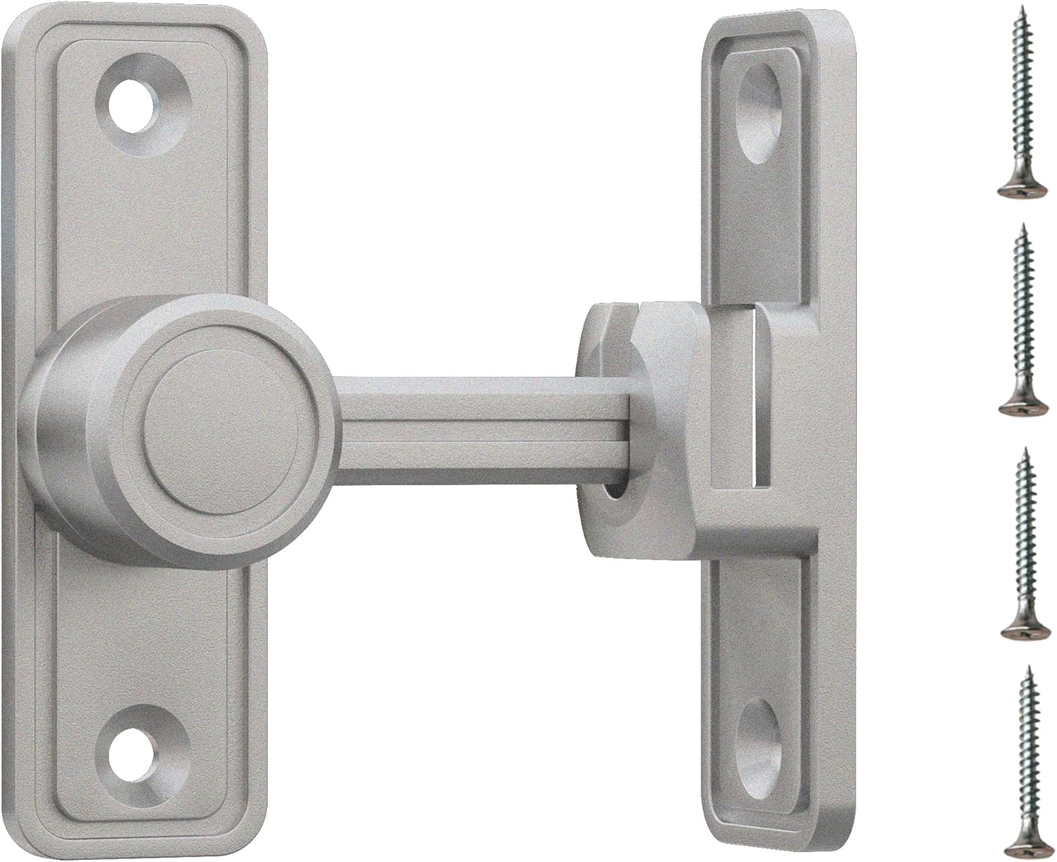 Barn Door Privacy Latch, 90°/180° Swing Slide Lock, Zinc-Alloy, Adhesive or Screw Mount, Interior