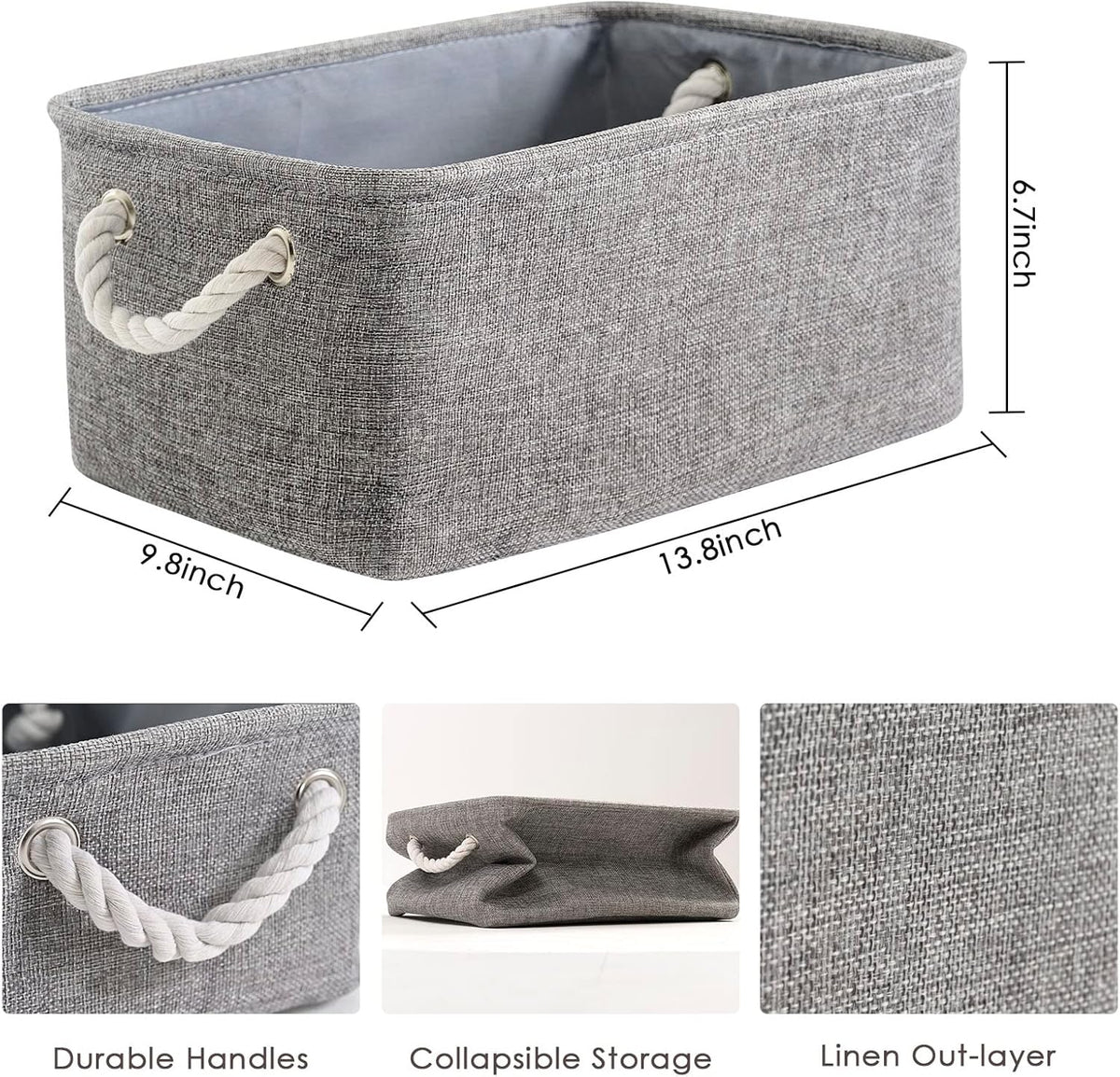 TheWarmHome Storage Bins - Medium 3 Pack Storage Baskets for Organizing Shelves | Fabric Storage