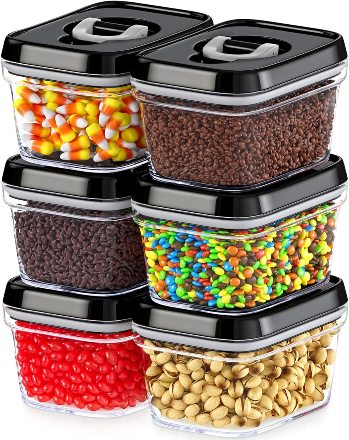 DWËLLZA KITCHEN Mini Airtight Food Storage Containers with Lids – Set of 6 Clear Plastic Small
