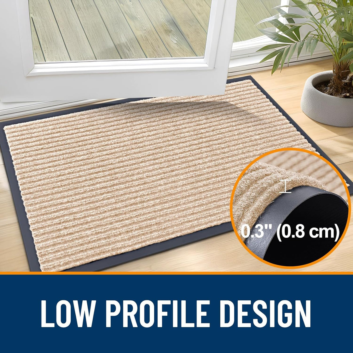OLANLY Front Door Mat Indoor Outdoor Entrance, Waterproof Heavy Duty Doormat, Fade Resistant, Low