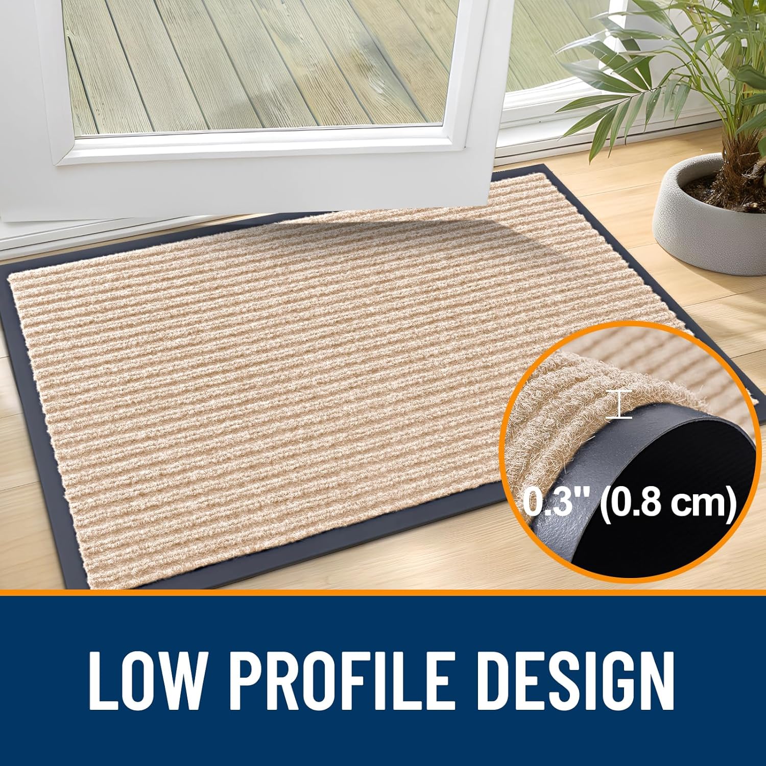 OLANLY Front Door Mat Indoor Outdoor Entrance, Waterproof Heavy Duty Doormat, Fade Resistant, Low